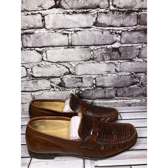 Johnston & Murphy Handcrafted Brown Leather Weaves Dress Loafers Men 11M US/44EU - Picture 15 of 16